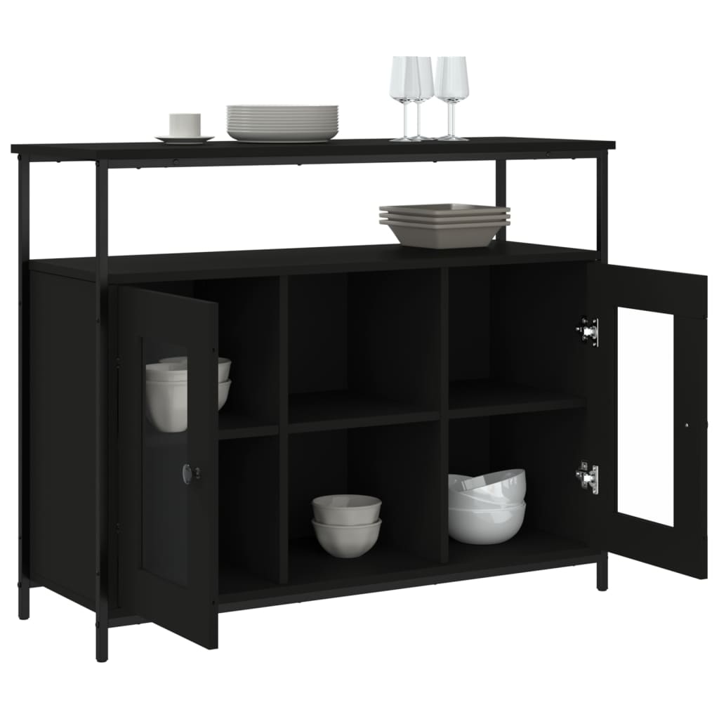 Buffet noir 100x35x80 cm bois d'ingénierie - XIOS