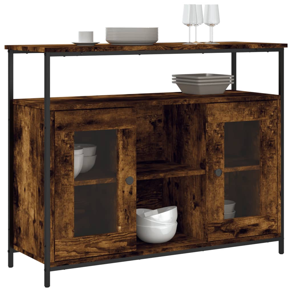 Buffet chêne fumé 100x35x80 cm bois d'ingénierie - XIOS