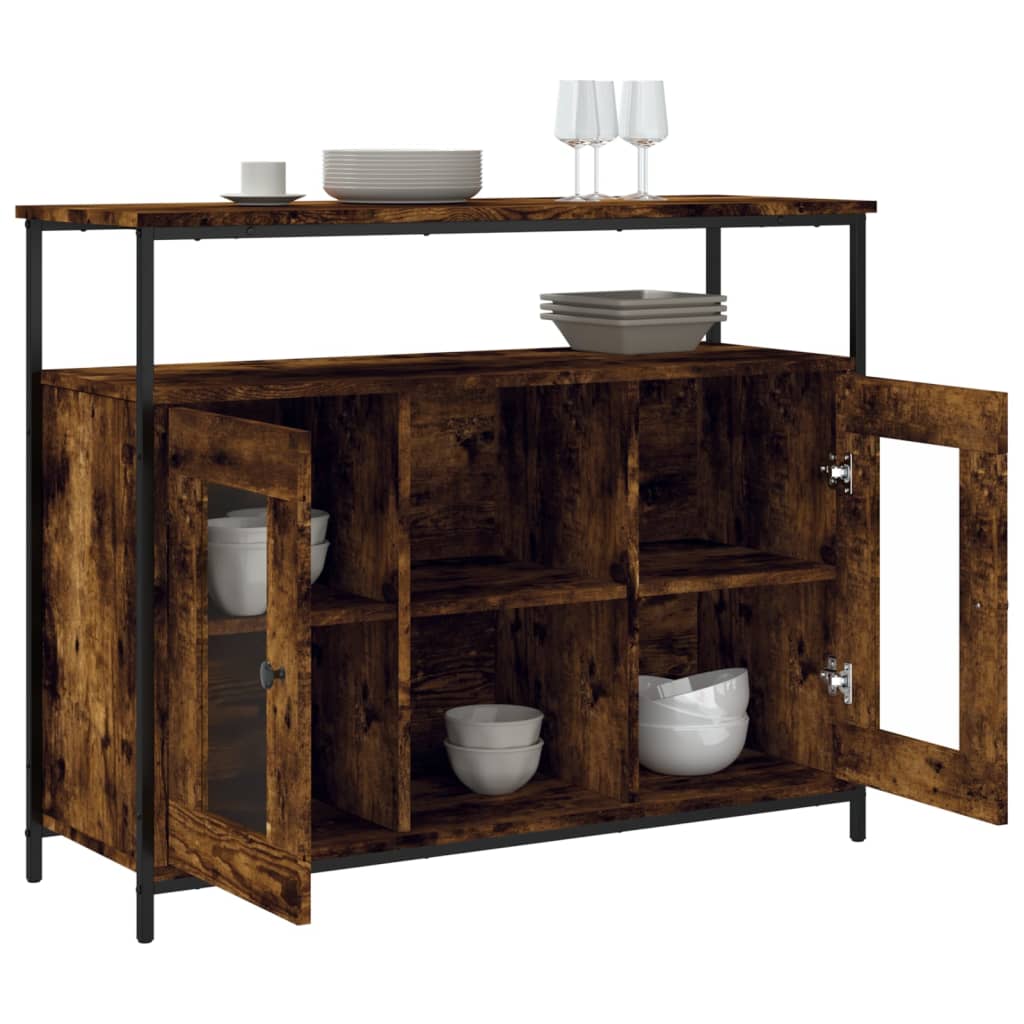 Buffet chêne fumé 100x35x80 cm bois d'ingénierie - XIOS