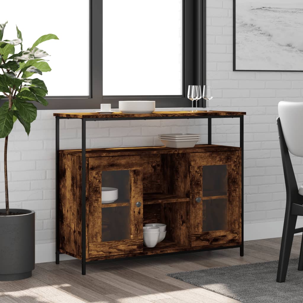 Buffet chêne fumé 100x35x80 cm bois d'ingénierie - XIOS