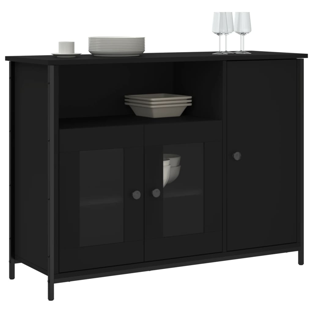 Buffet noir 100x35x75 cm bois d'ingénierie - XIOS