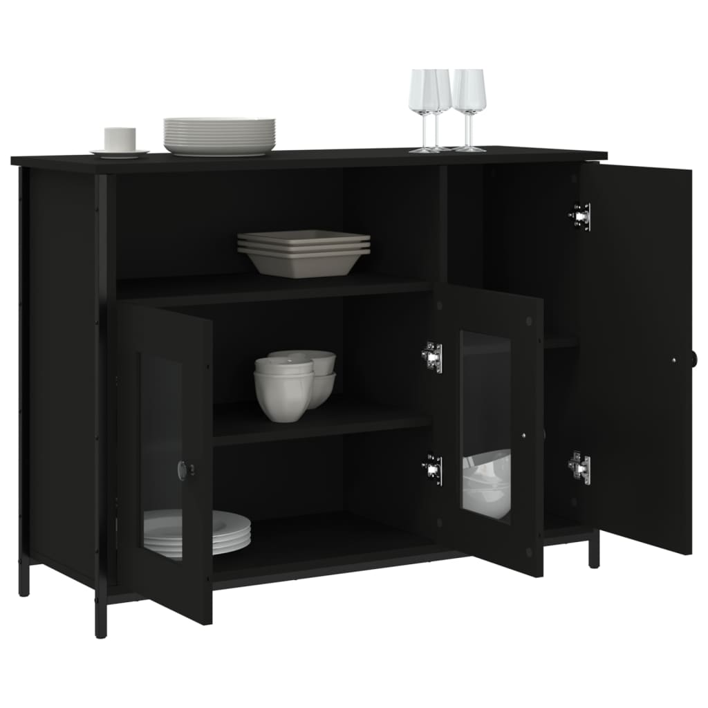 Buffet noir 100x35x75 cm bois d'ingénierie - XIOS