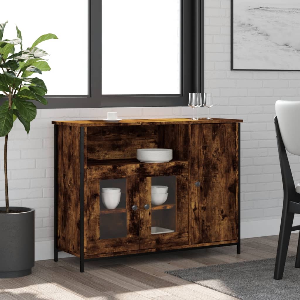 Buffet chêne fumé 100x35x75 cm bois d'ingénierie - XIOS