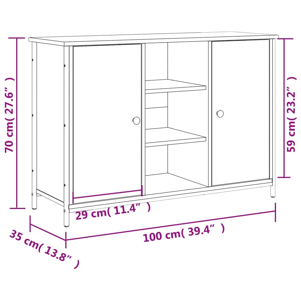 Buffet chêne sonoma 100x35x70 cm bois d'ingénierie - XIOS