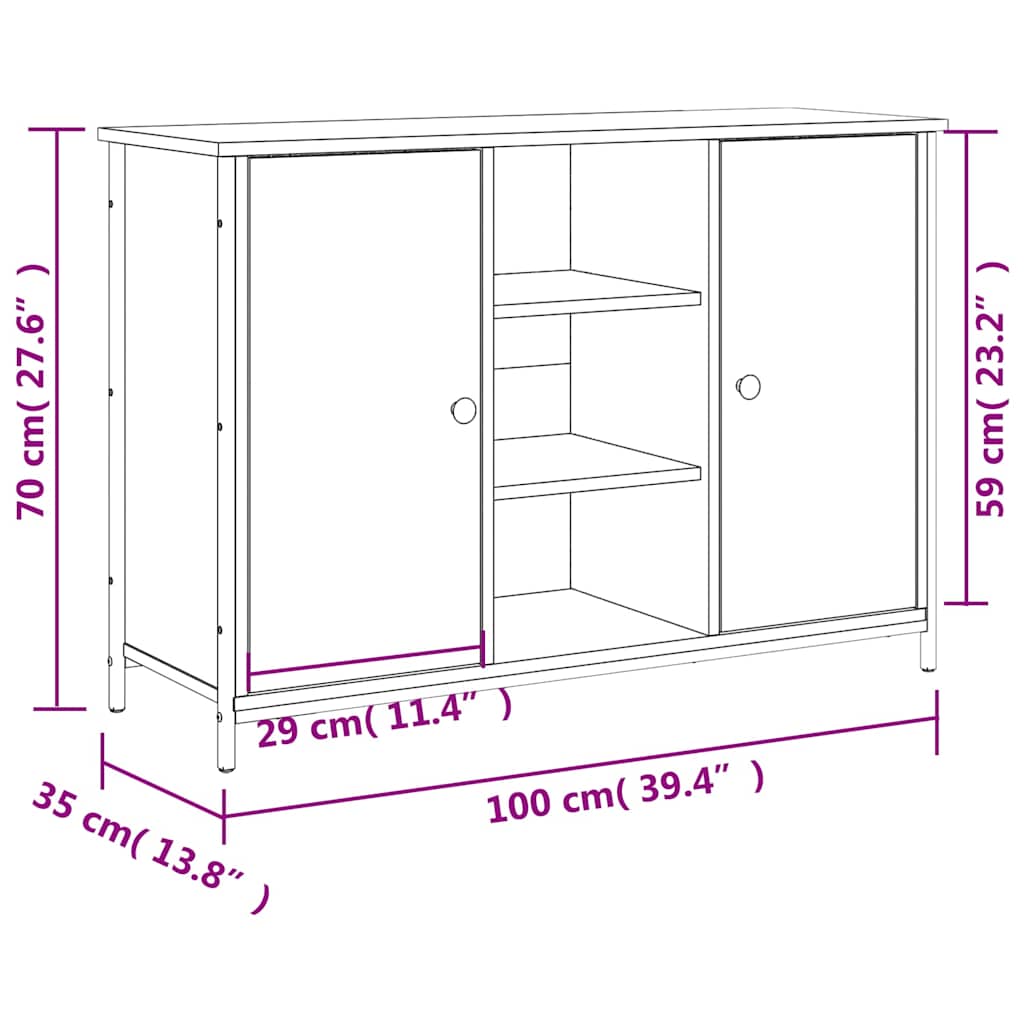 Buffet chêne fumé 100x35x70 cm bois d'ingénierie - XIOS