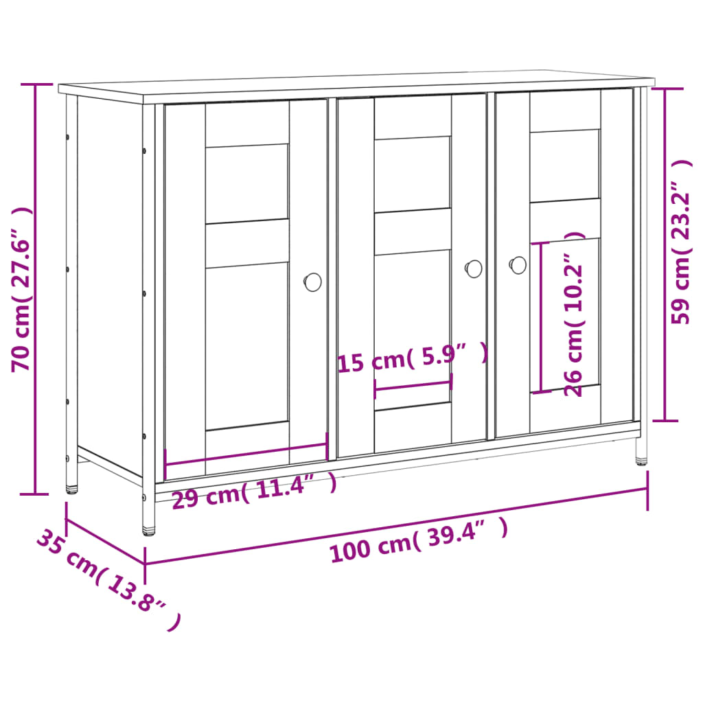 Buffet chêne sonoma 100x35x70 cm bois d'ingénierie - XIOS