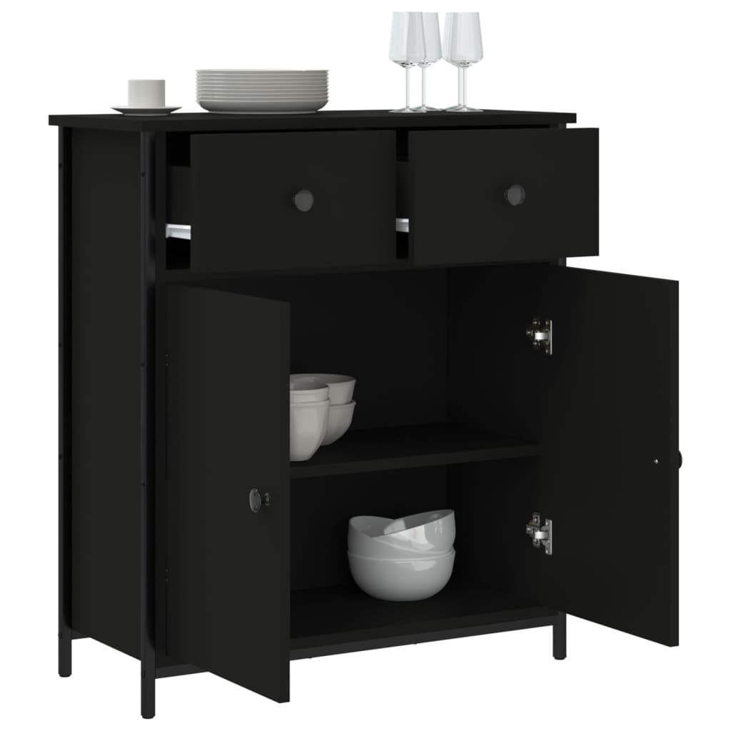 Buffet noir 70x30x80 cm bois d'ingénierie - XIOS