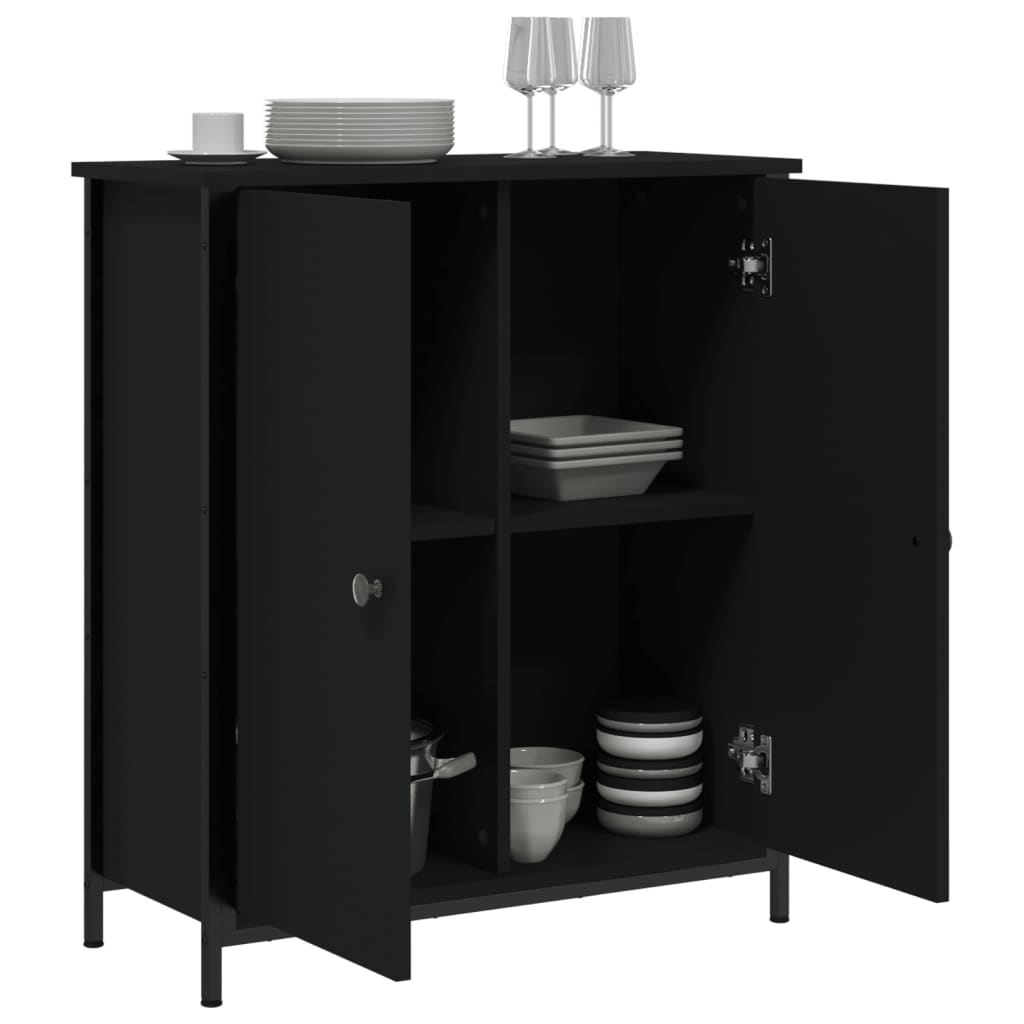 Buffet noir 70x30x80 cm bois d'ingénierie - XIOS