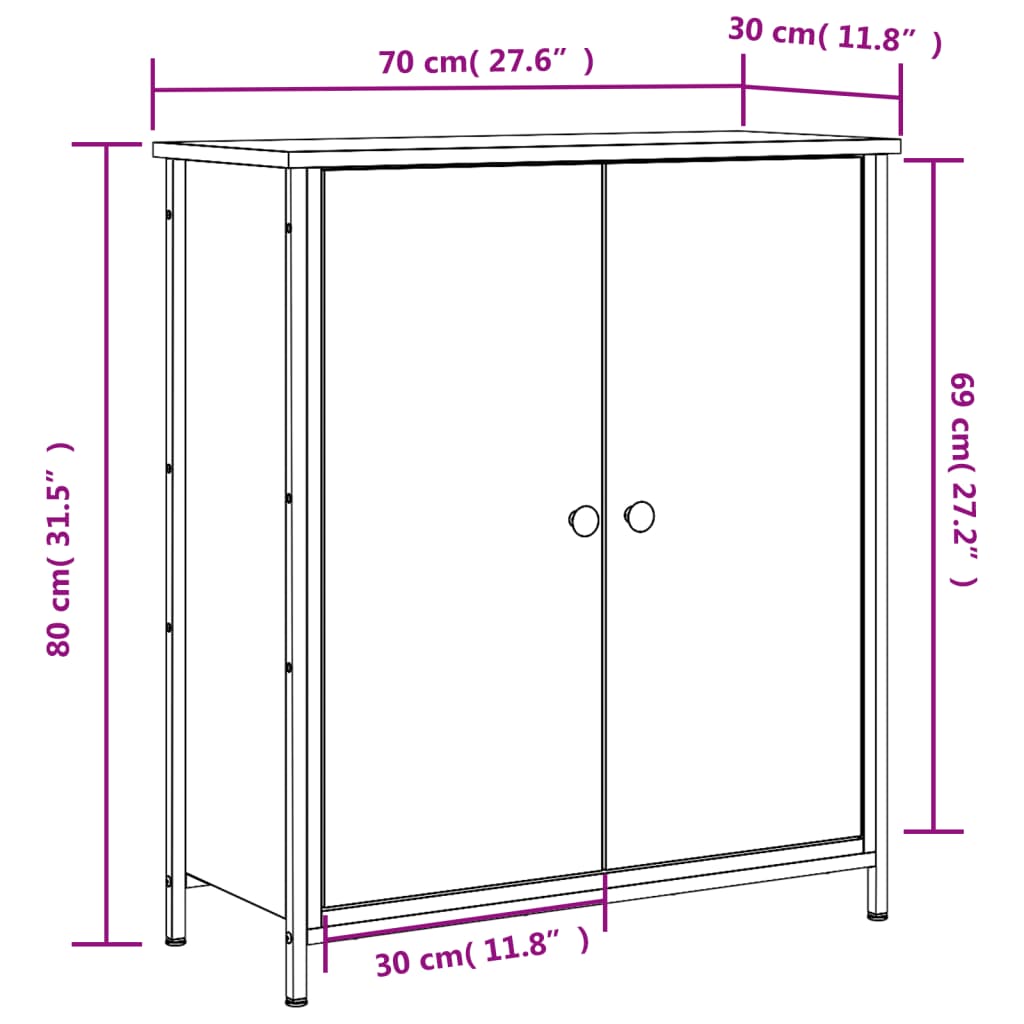Buffet chêne fumé 70x30x80 cm bois d'ingénierie - XIOS