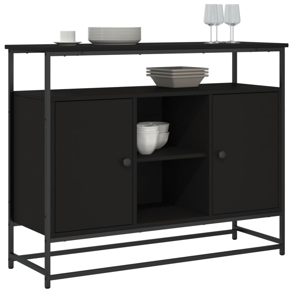 Buffet noir 100x35x80 cm bois d'ingénierie - XIOS