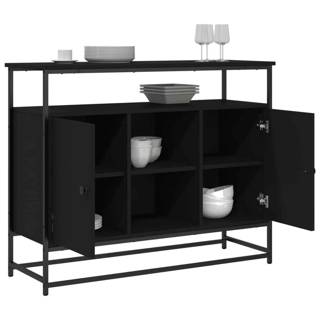 Buffet noir 100x35x80 cm bois d'ingénierie - XIOS