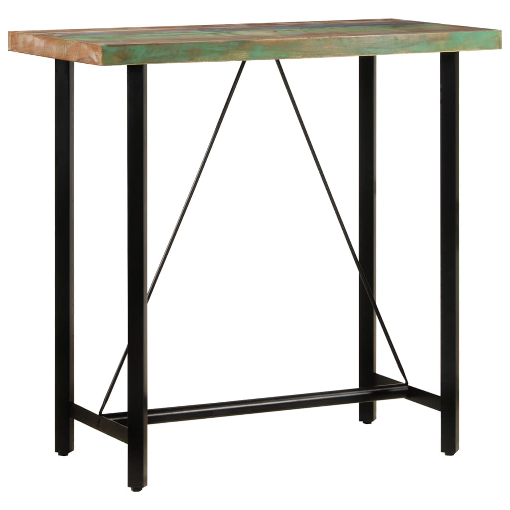 Table de bar 110x55x107 cm bois massif de récupération et fer - XIOS