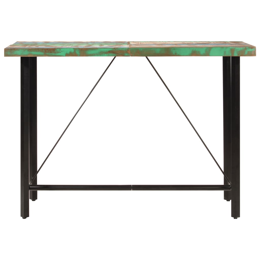 Table de bar 150x70x107 cm bois massif de récupération et fer - XIOS