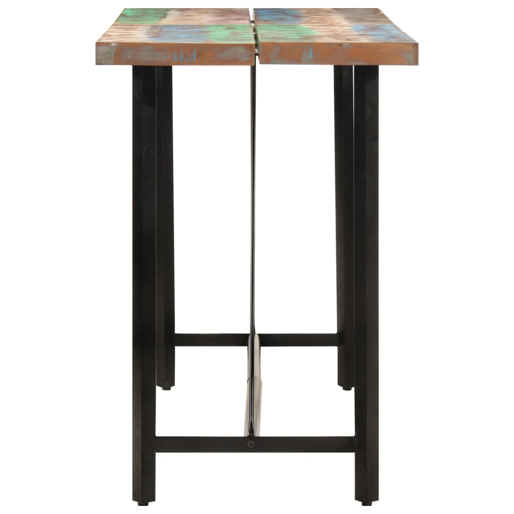 Table de bar 150x70x107 cm bois massif de récupération et fer - XIOS