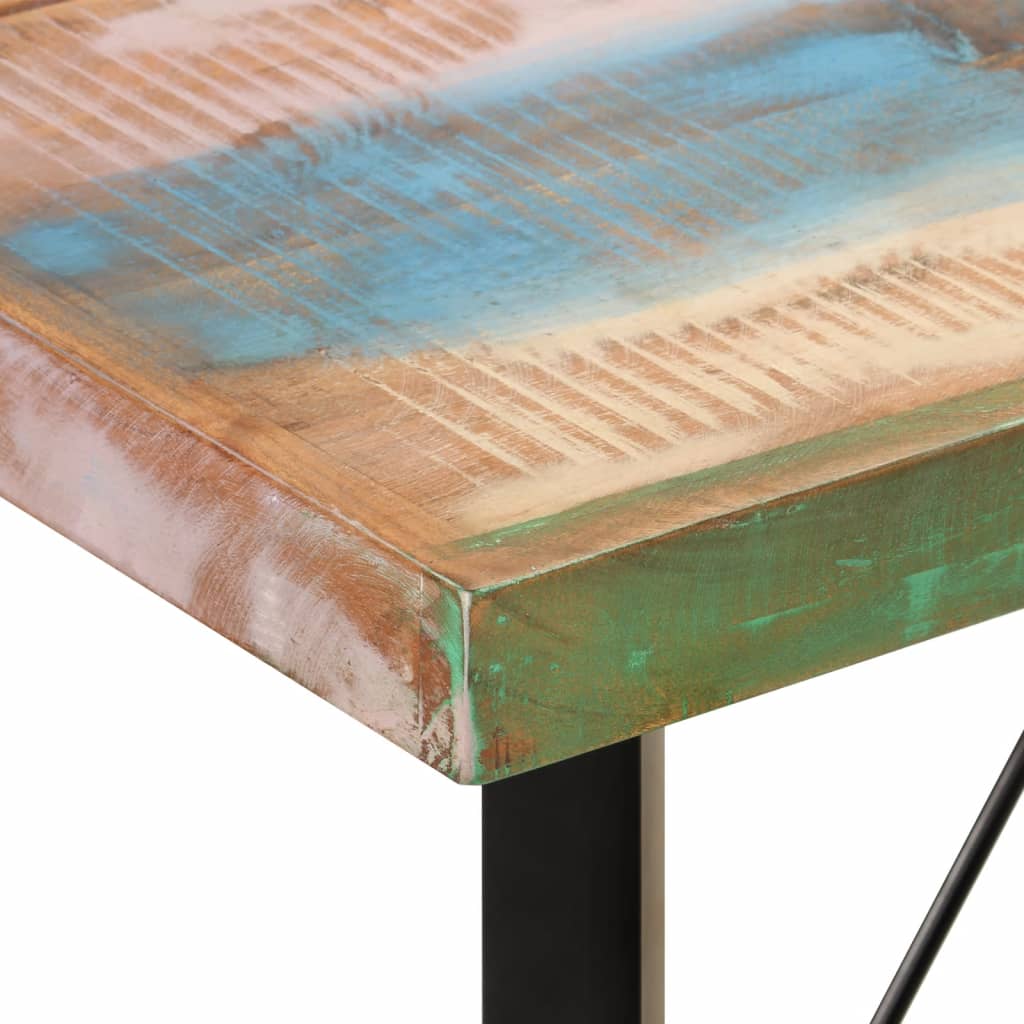 Table de bar 150x70x107 cm bois massif de récupération et fer - XIOS