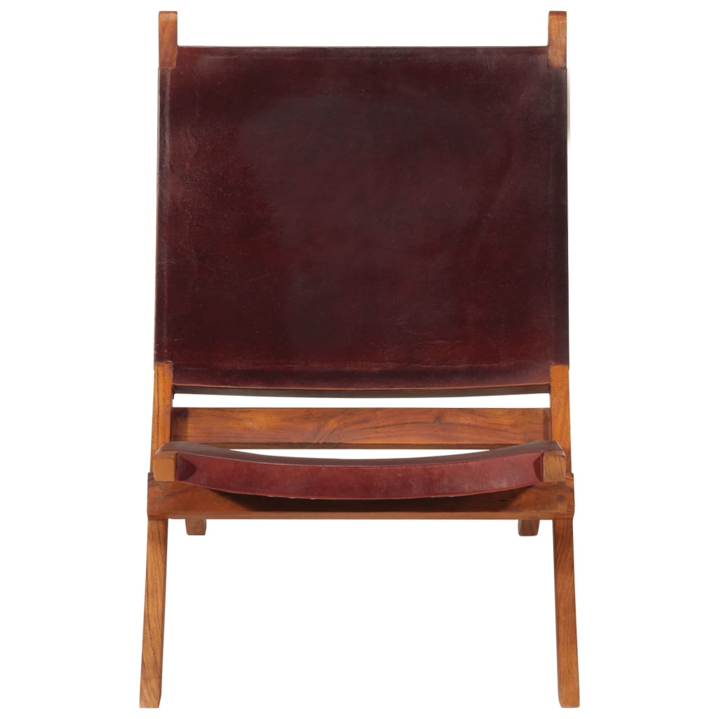 Chaise de relaxation pliable cuir véritable marron foncé - XIOS
