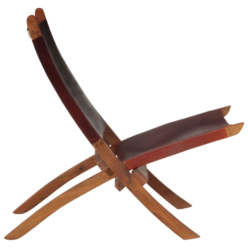 Chaise de relaxation pliable cuir véritable marron foncé - XIOS