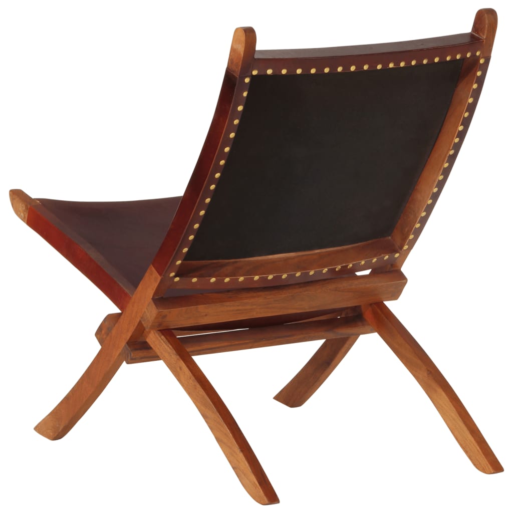 Chaise de relaxation pliable cuir véritable marron foncé - XIOS