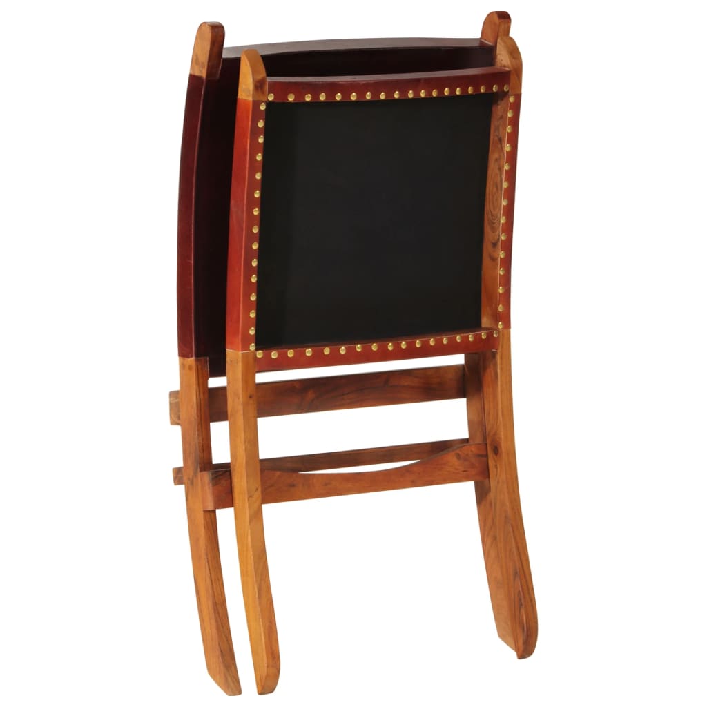 Chaise de relaxation pliable cuir véritable marron foncé - XIOS