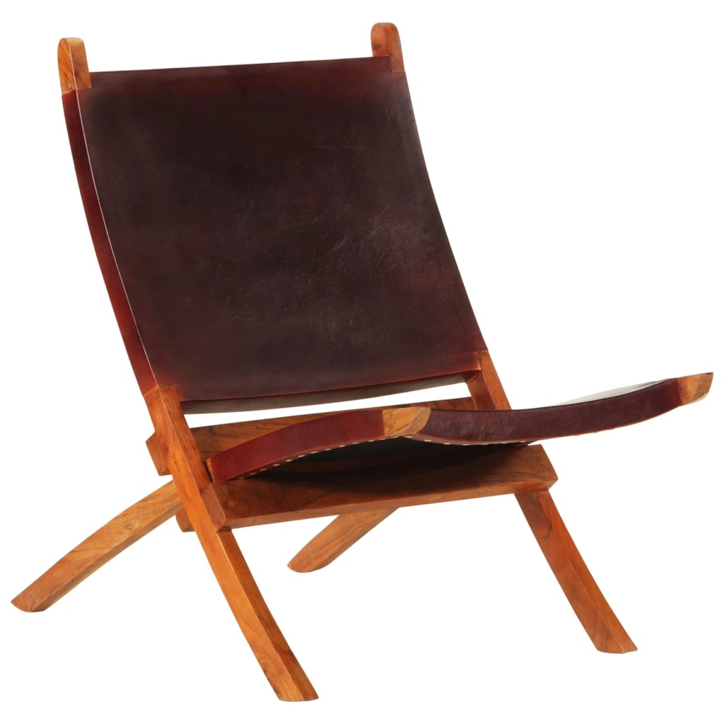 Chaise de relaxation pliable cuir véritable marron foncé - XIOS