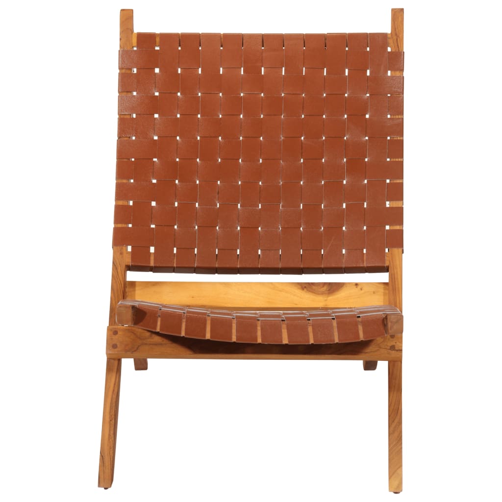 Chaise de relaxation pliable marron cuir véritable - XIOS