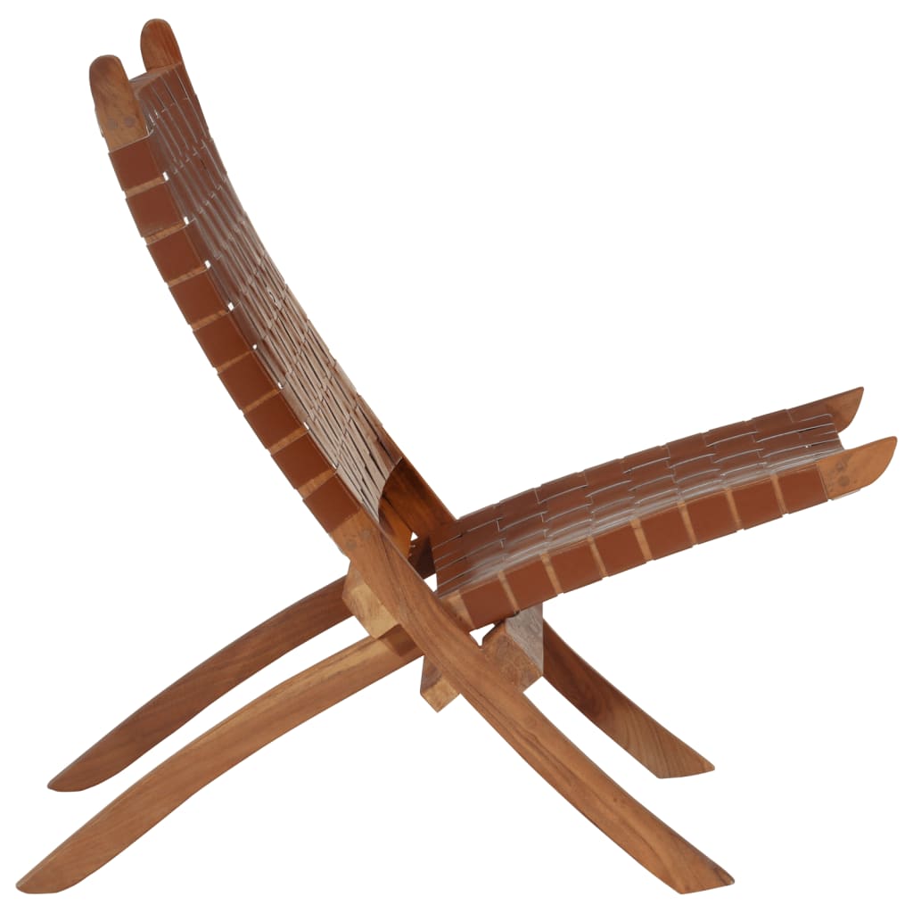 Chaise de relaxation pliable marron cuir véritable - XIOS