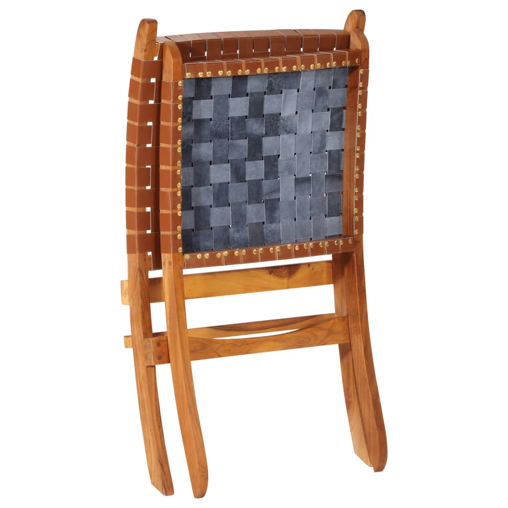 Chaise de relaxation pliable marron cuir véritable - XIOS
