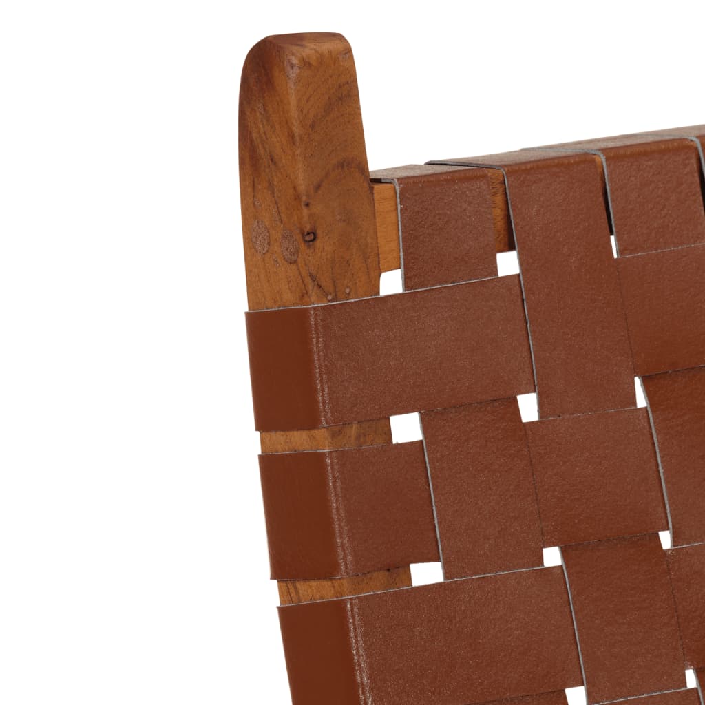 Chaise de relaxation pliable marron cuir véritable - XIOS