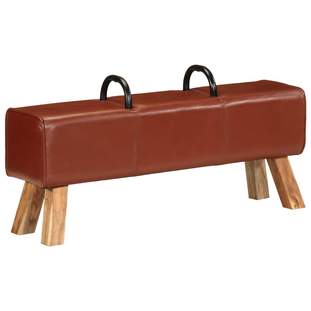 Banc de gymnastique marron 110 cm cuir véritable - XIOS