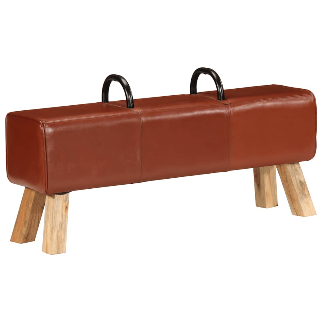 Banc de gymnastique marron 110 cm cuir véritable - XIOS