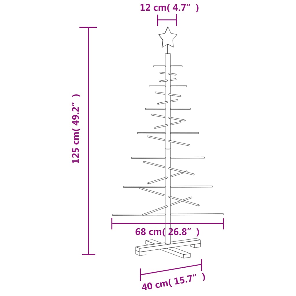 Arbre de Noël en bois pour décoration 125 cm bois massif de pin - XIOS