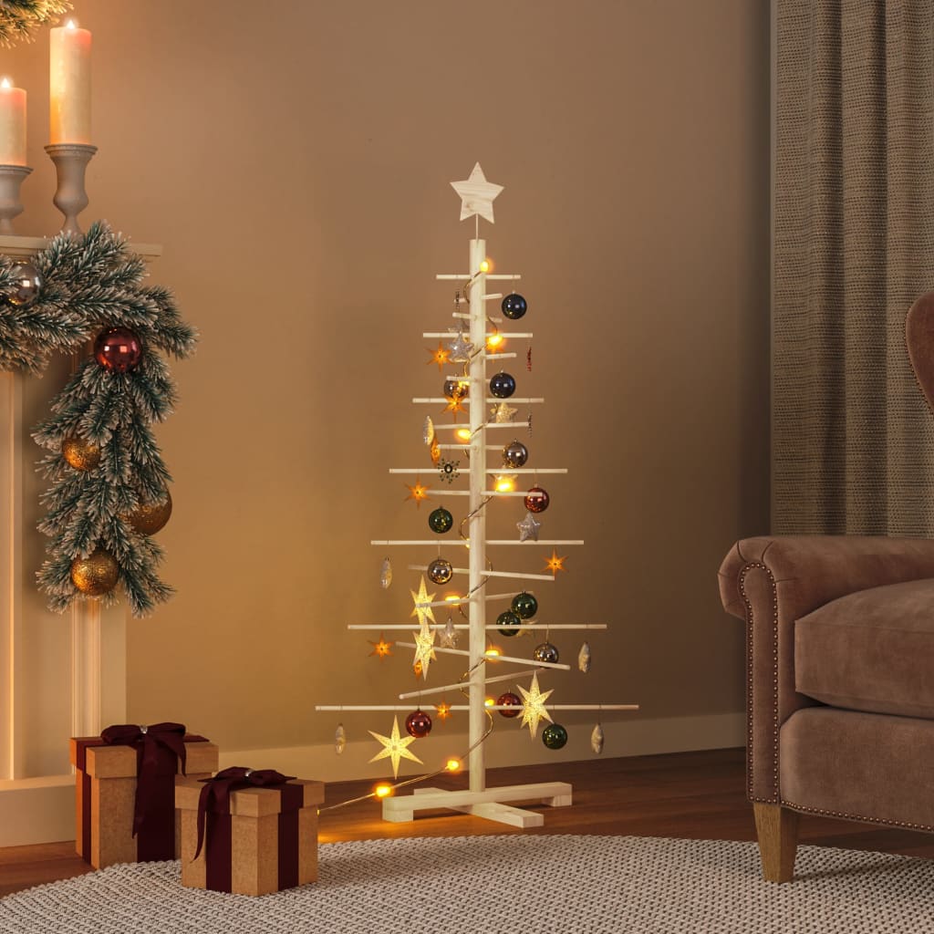 Arbre de Noël en bois pour décoration 125 cm bois massif de pin - XIOS