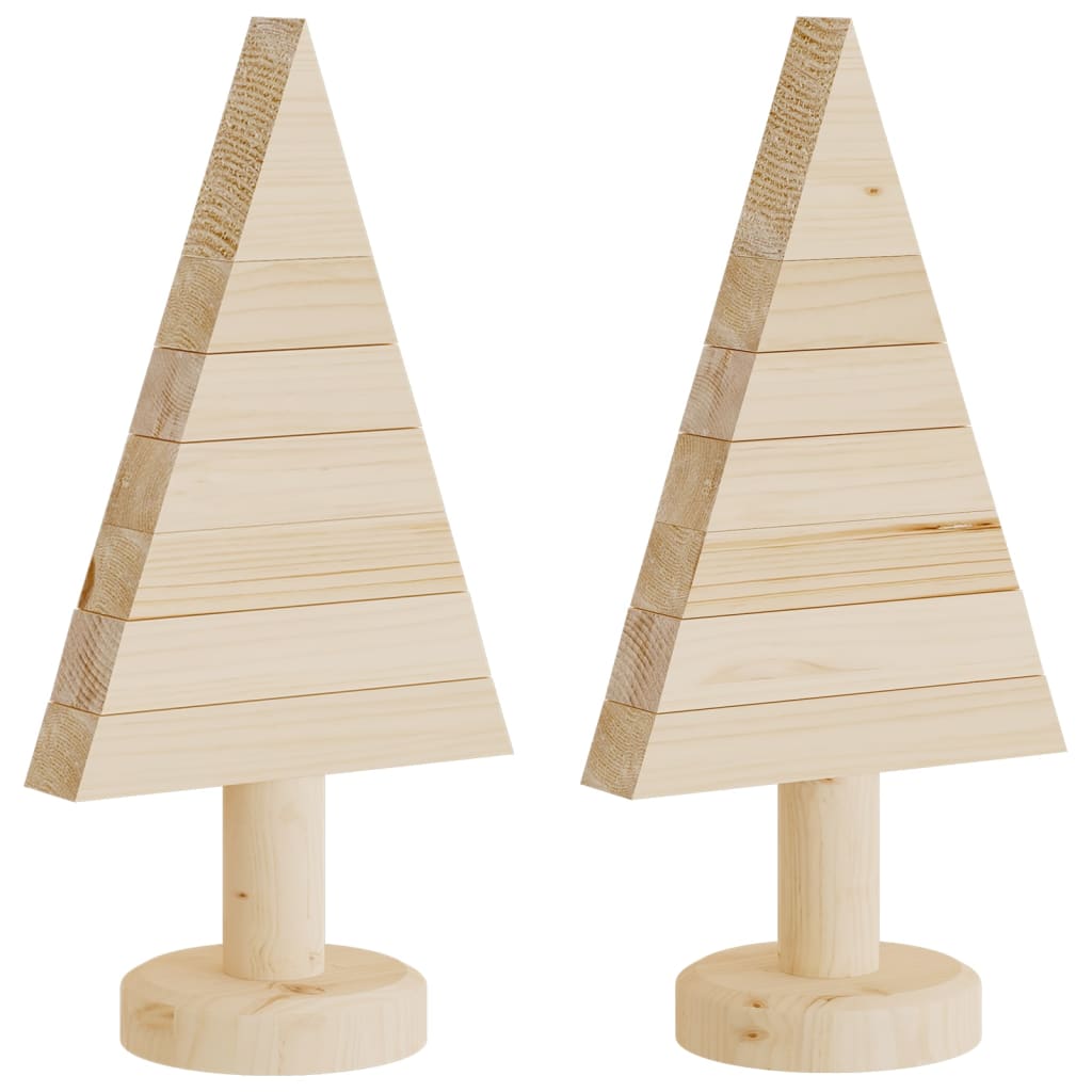 Arbres de Noël en bois pour décoration 2 pcs 30 cm pin massif - XIOS