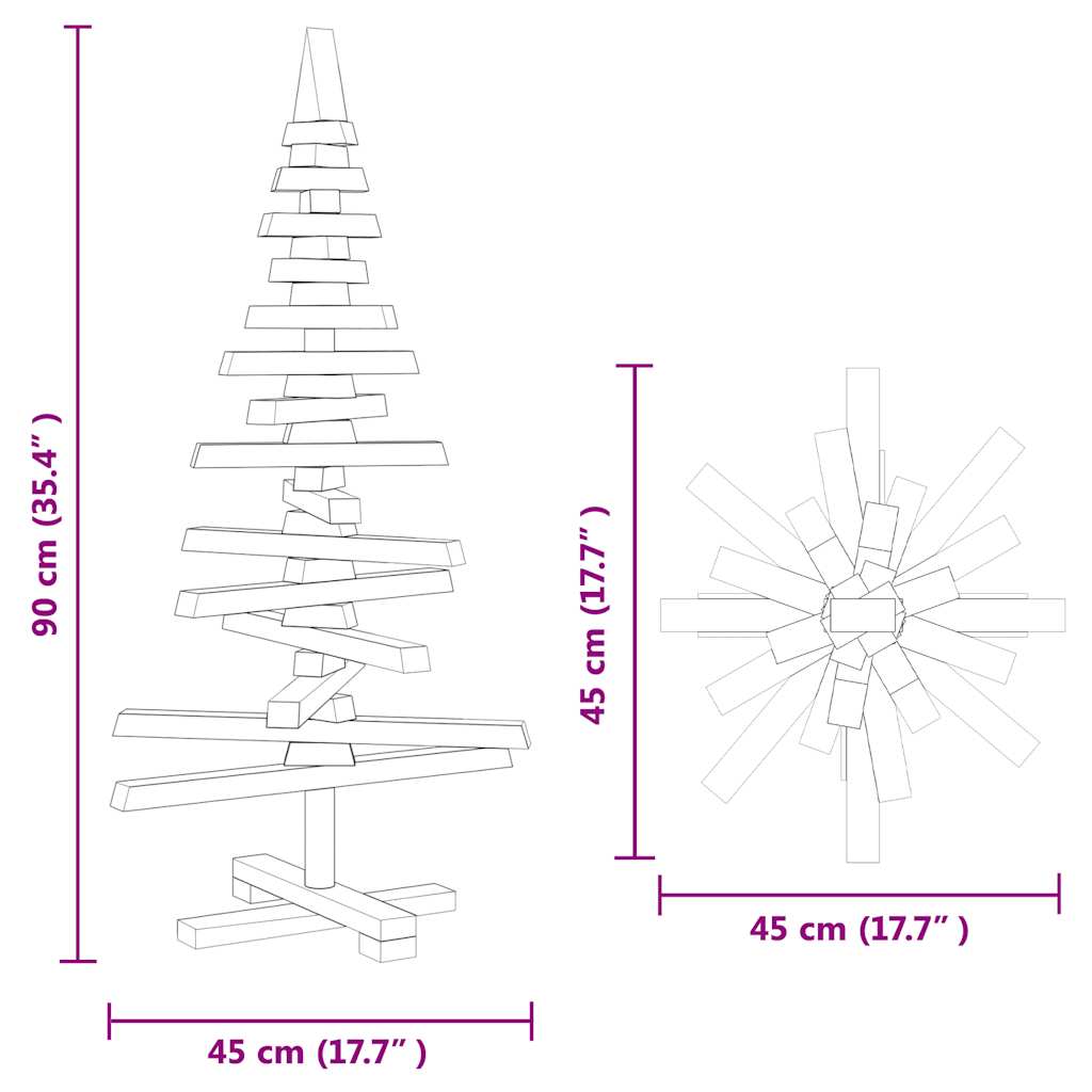 Arbre de Noël en bois pour décoration 90 cm bois massif de pin - XIOS