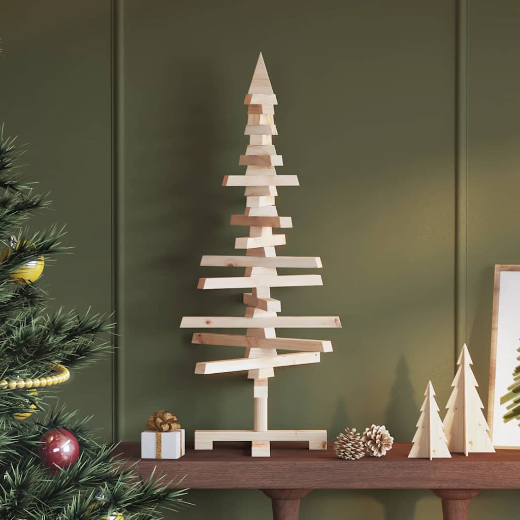 Arbre de Noël en bois pour décoration 90 cm bois massif de pin - XIOS