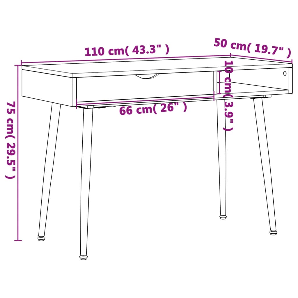 Bureau d'ordinateur avec tiroir marron 110x50x75 cm - XIOS
