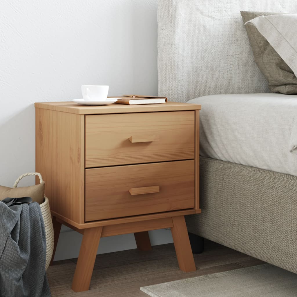 Table de chevet OLDEN marron bois de pin solide - XIOS