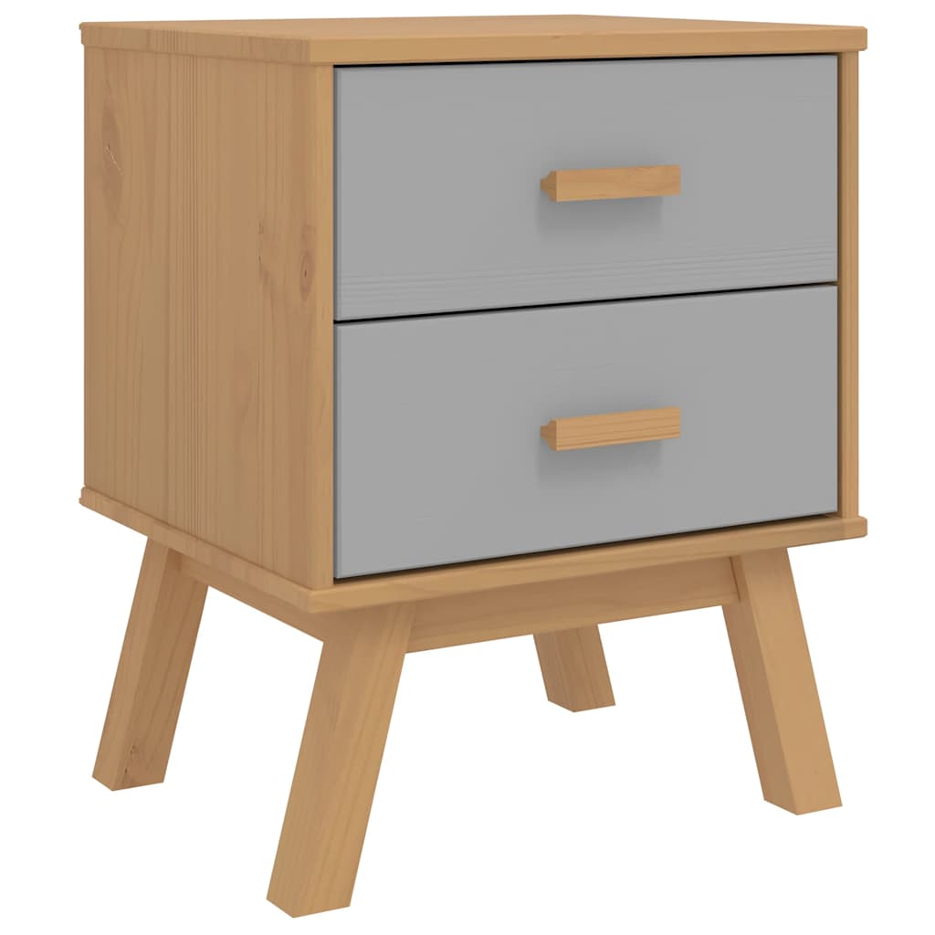 Table de chevet OLDEN gris et marron bois de pin solide - XIOS