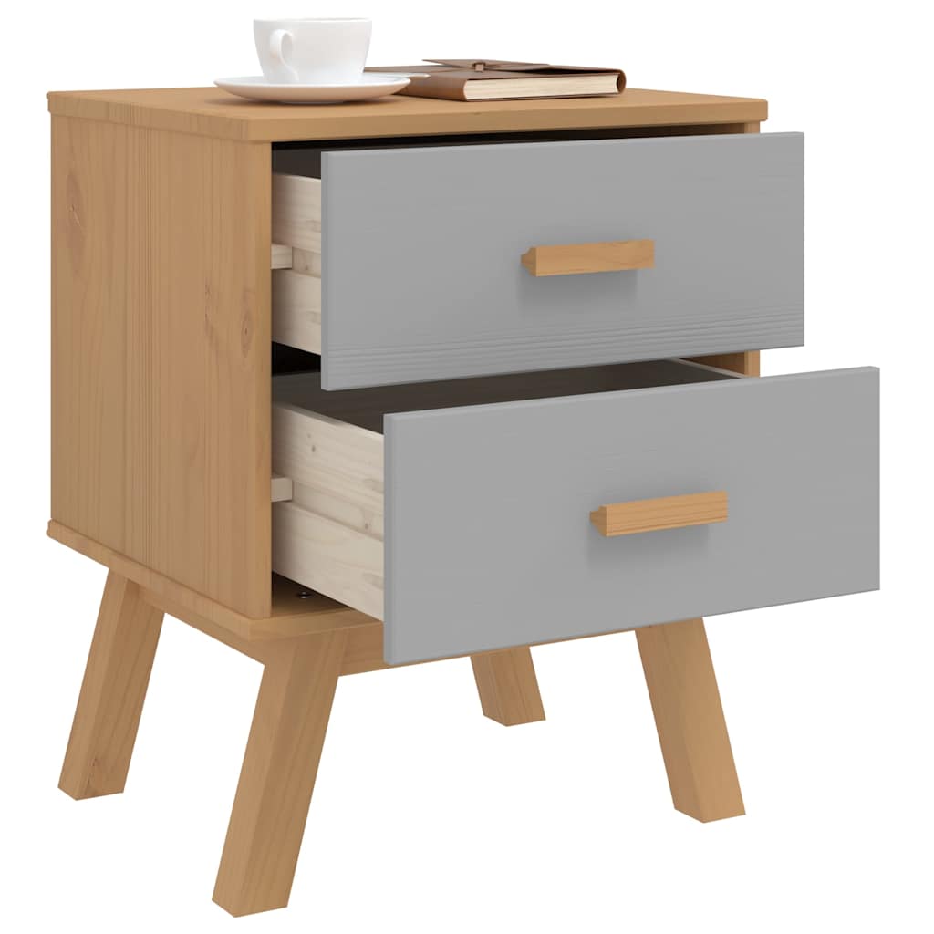 Table de chevet OLDEN gris et marron bois de pin solide - XIOS