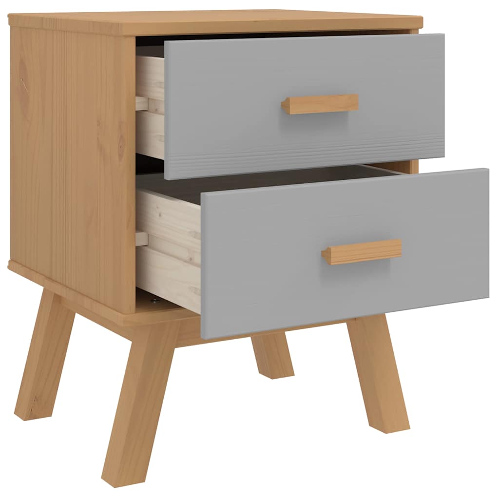 Table de chevet OLDEN gris et marron bois de pin solide - XIOS