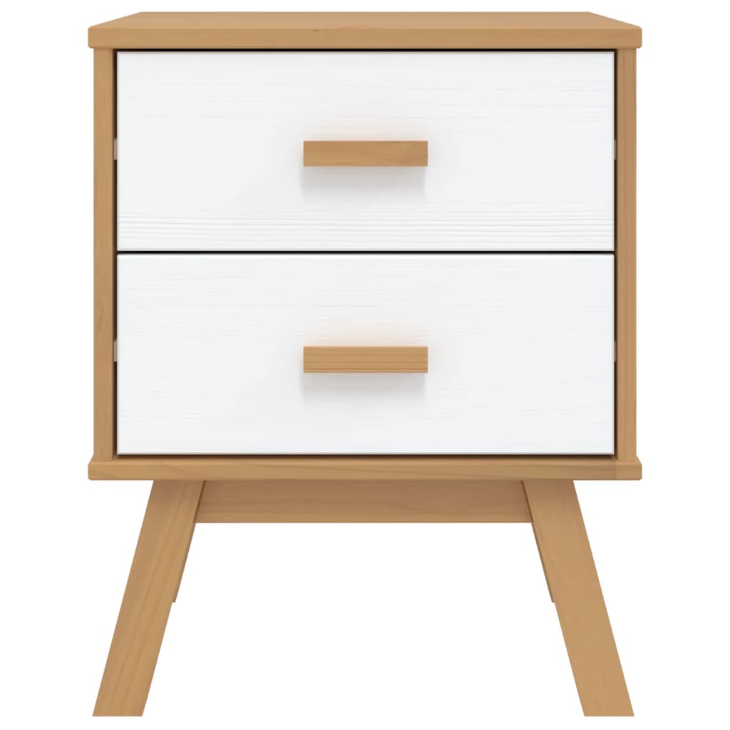 Table de chevet OLDEN blanc et marron bois de pin solide - XIOS