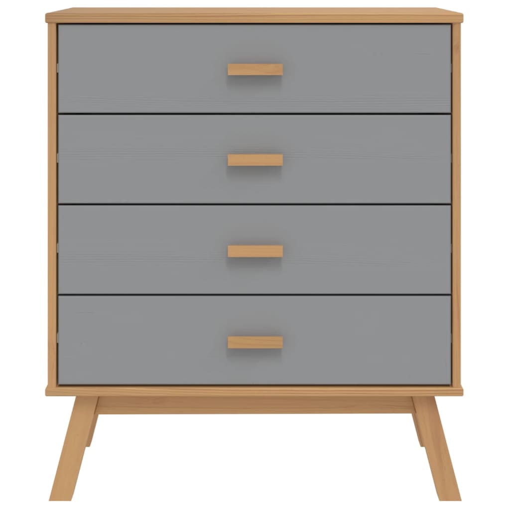 Armoire à tiroirs OLDEN gris et marron bois de pin solide - XIOS