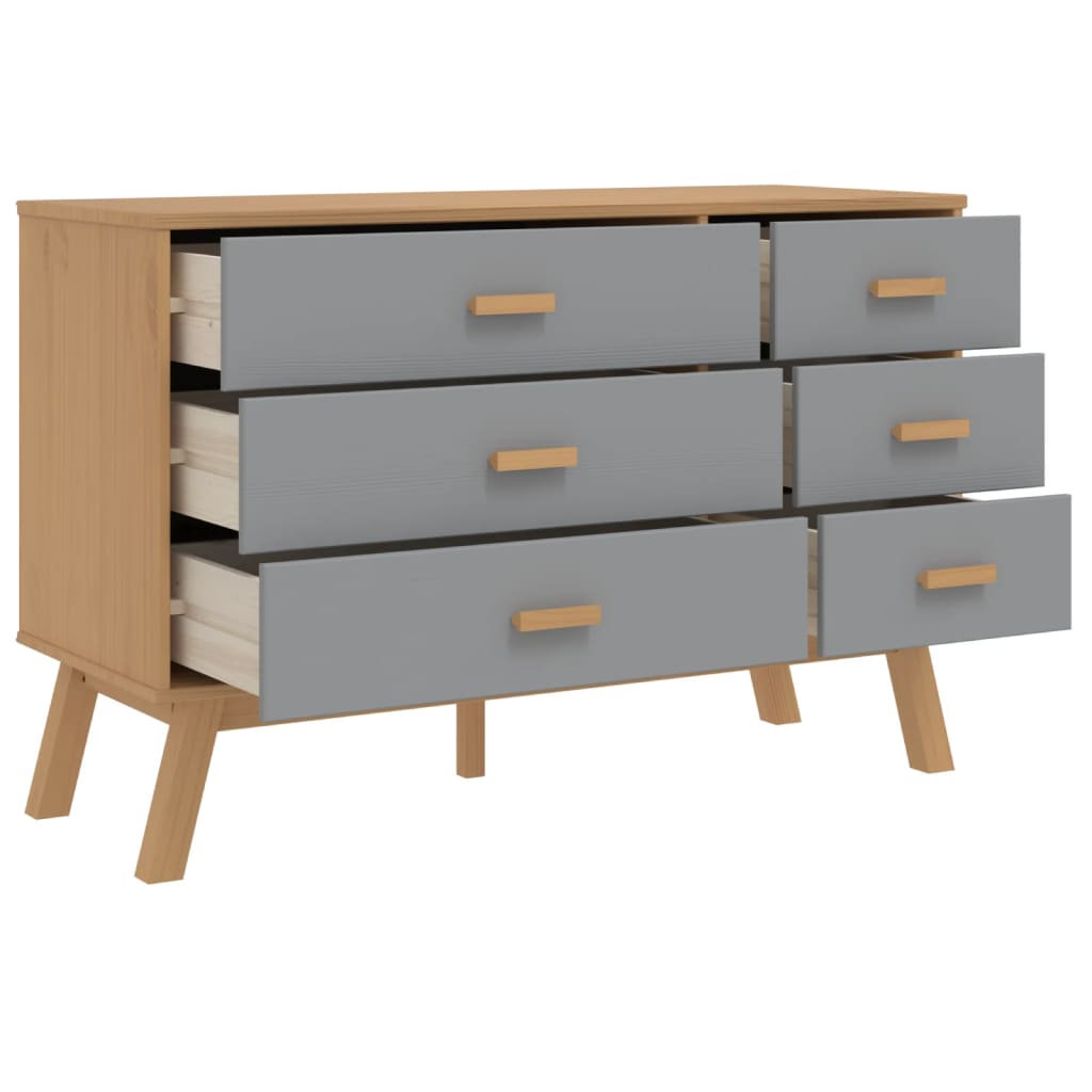 Armoire à tiroirs OLDEN gris et marron bois de pin solide - XIOS