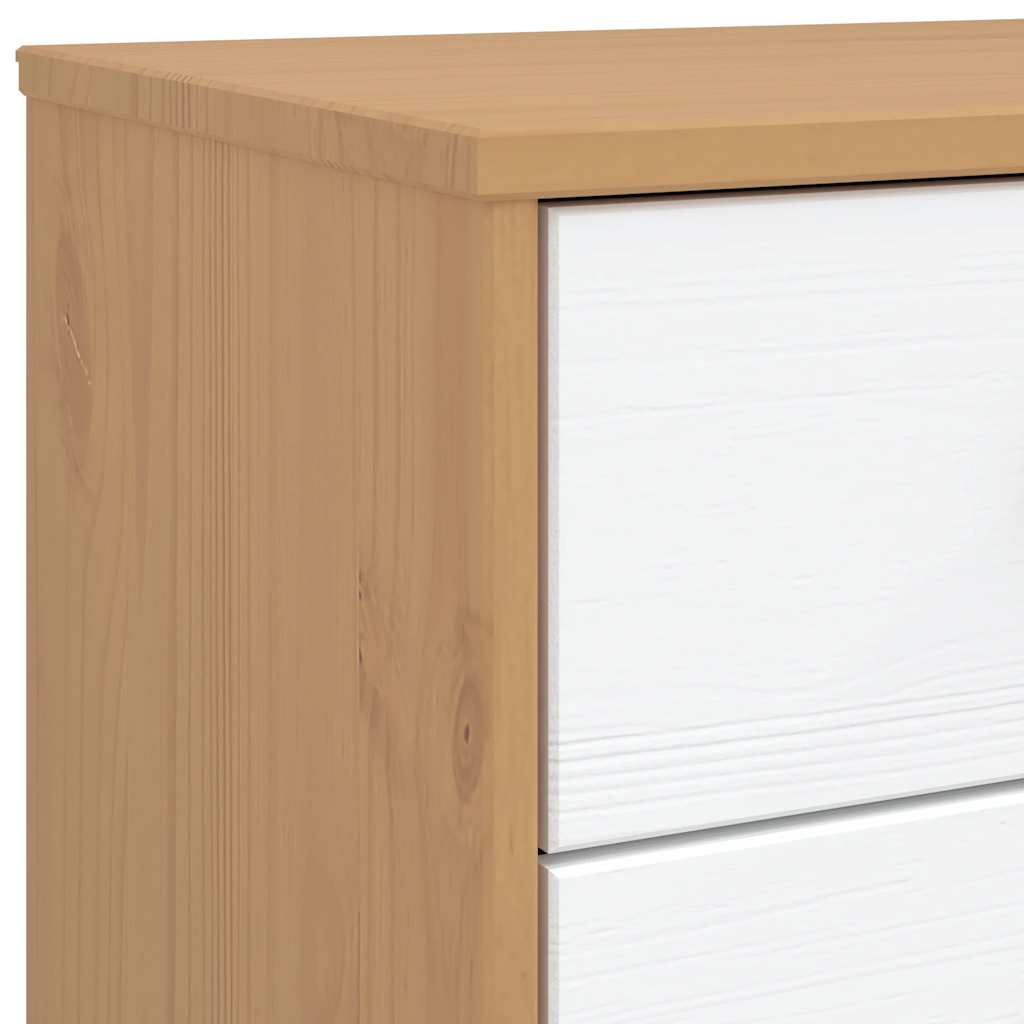 Armoire à tiroirs OLDEN blanc et marron bois de pin solide - XIOS