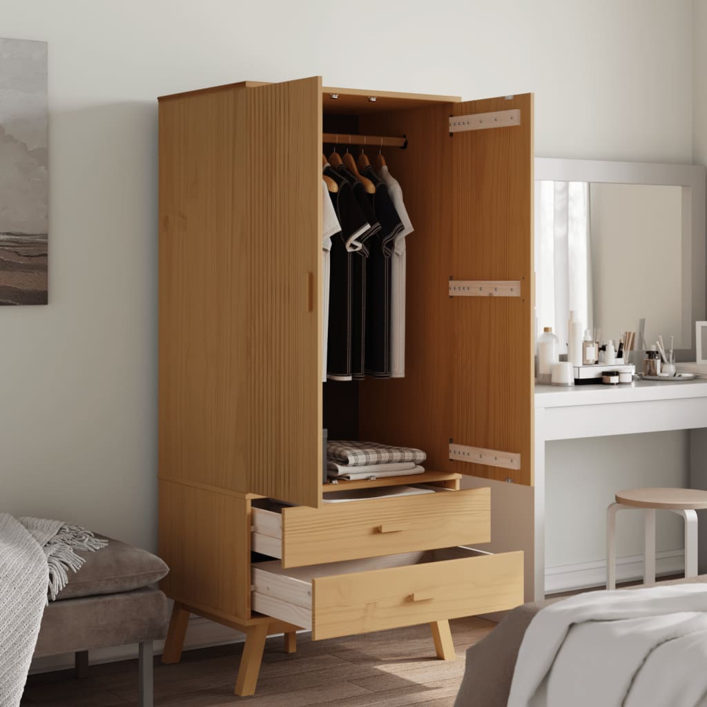 Garde-robe OLDEN marron 76,5x53x172 cm bois massif de pin - XIOS