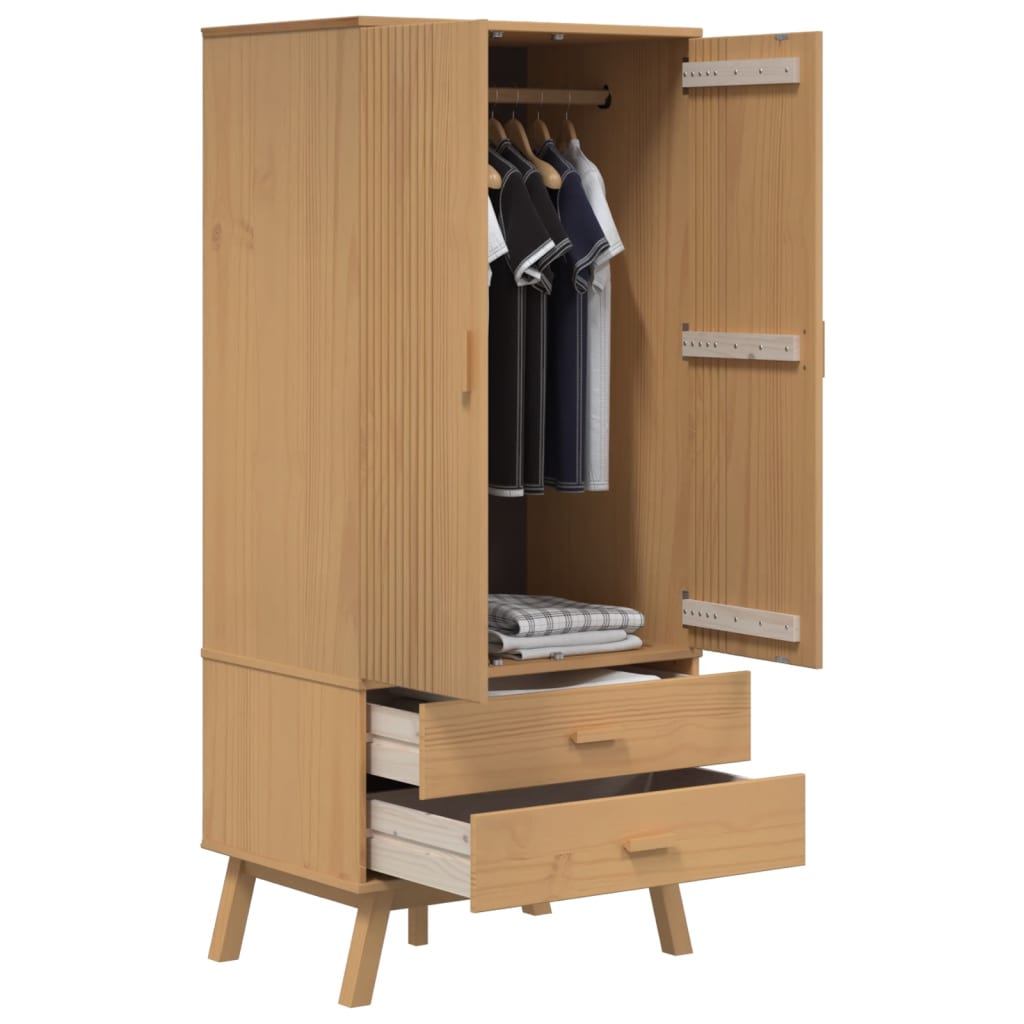 Garde-robe OLDEN marron 76,5x53x172 cm bois massif de pin - XIOS