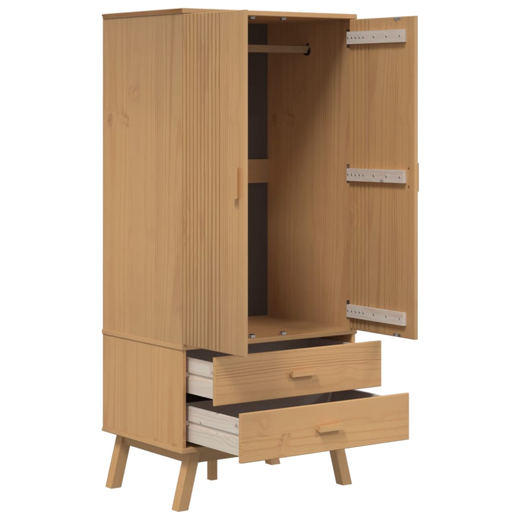 Garde-robe OLDEN marron 76,5x53x172 cm bois massif de pin - XIOS