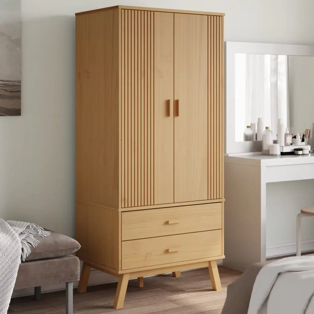 Garde-robe OLDEN marron 76,5x53x172 cm bois massif de pin - XIOS