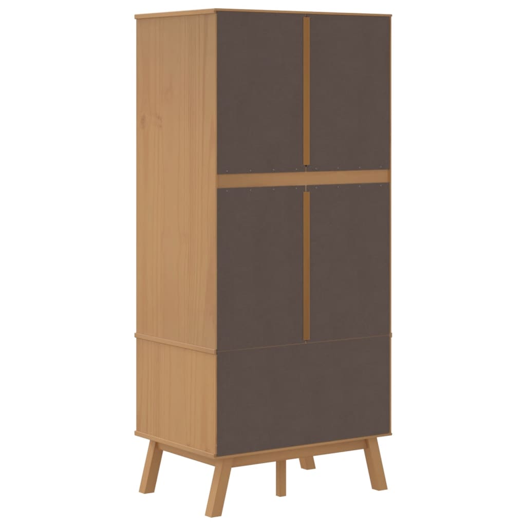 Garde-robe OLDEN gris et marron 76,5x53x172 cm bois massif pin - XIOS