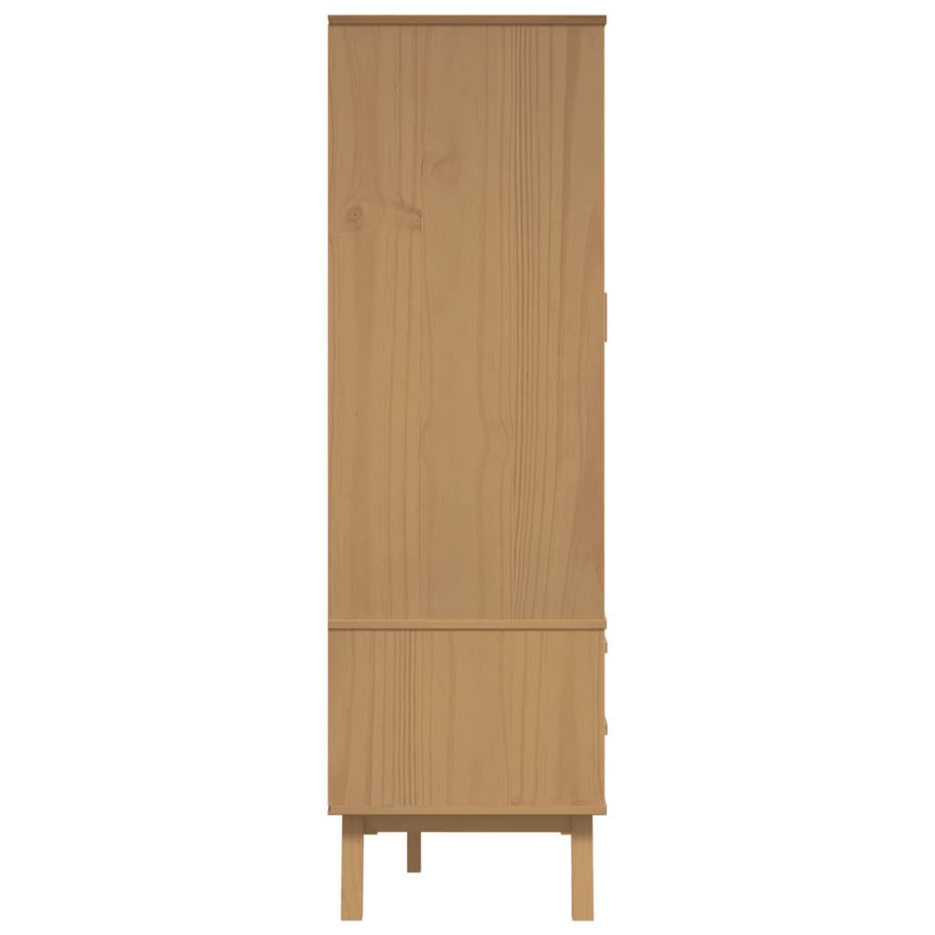 Garde-robe OLDEN blanc et marron 76,5x53x172 cm bois massif pin - XIOS